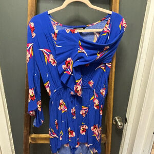 Express Blue Floral Jumpsuit